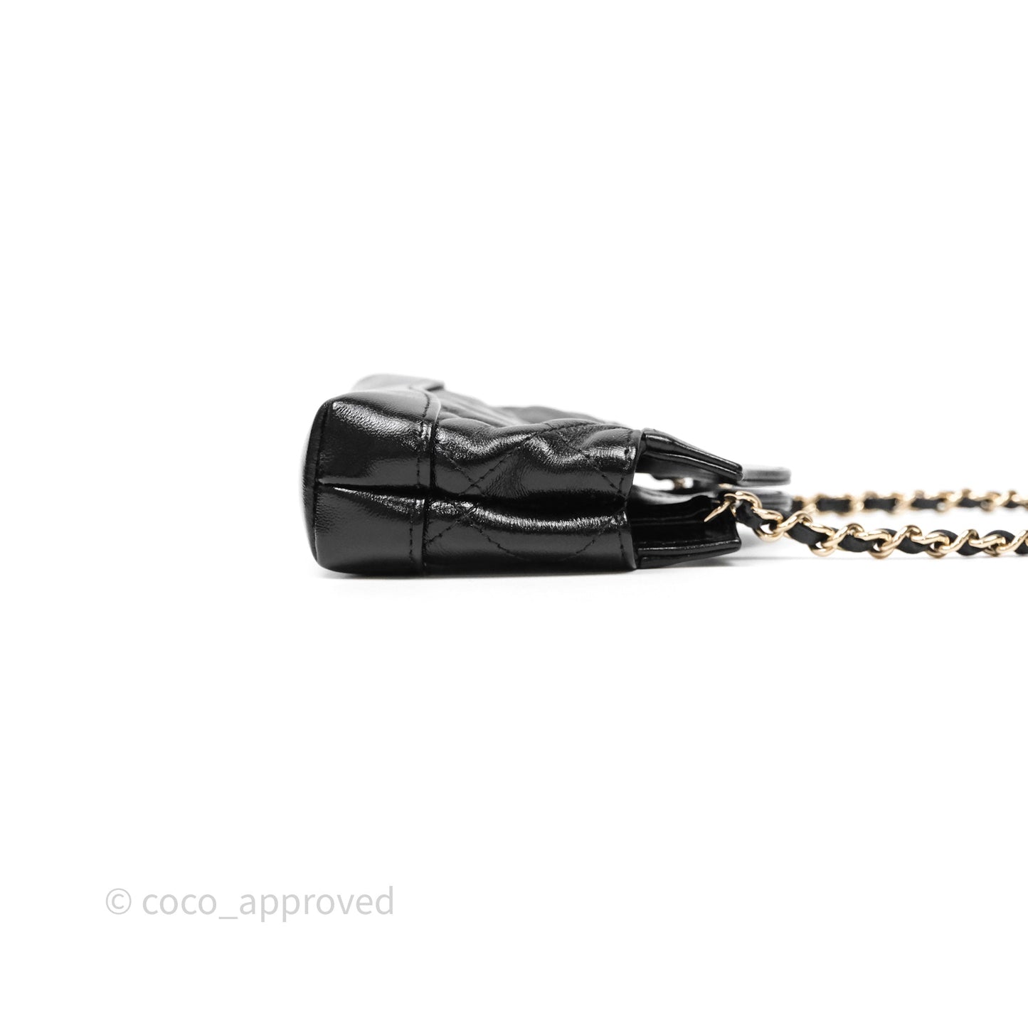 Chanel Micro 31 Clutch With Chain Black Shiny Calfskin Gold Hardware
