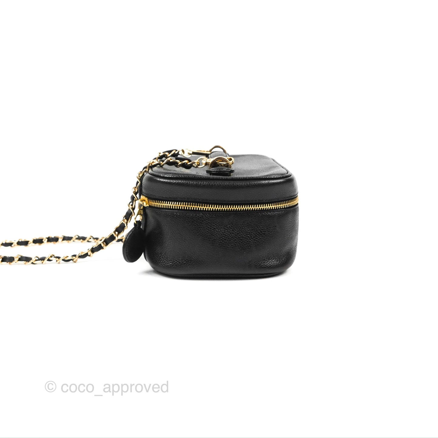 Chanel Vintage Vanity Case Black Caviar Gold Hardware