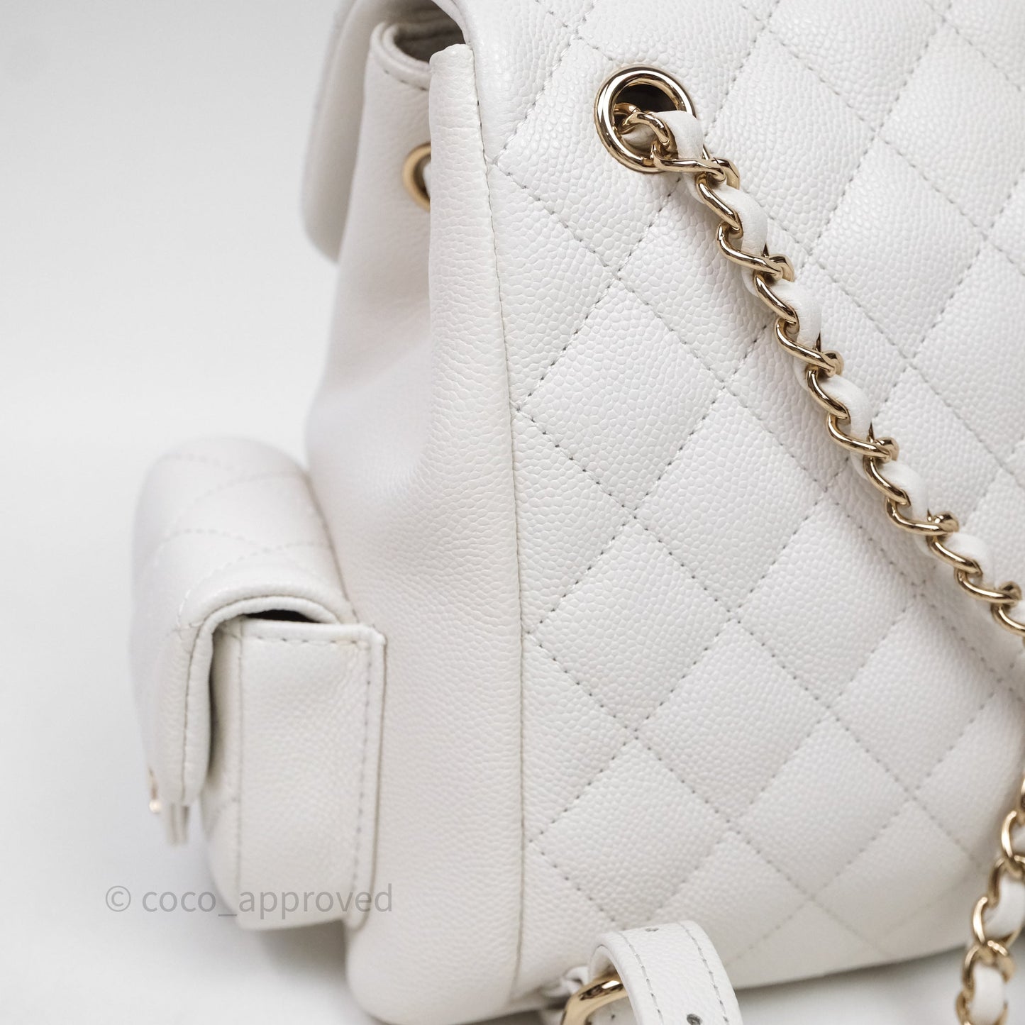 Chanel Small Duma Backpack Caviar White Gold Hardware