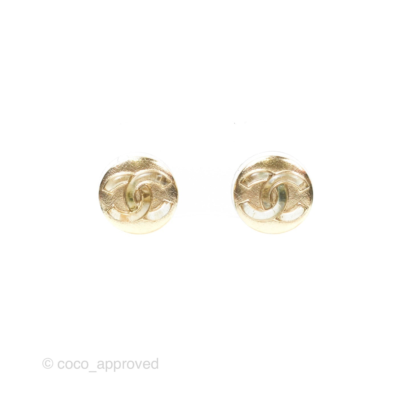 Chanel CC Round Earrings Gold Tone 18K