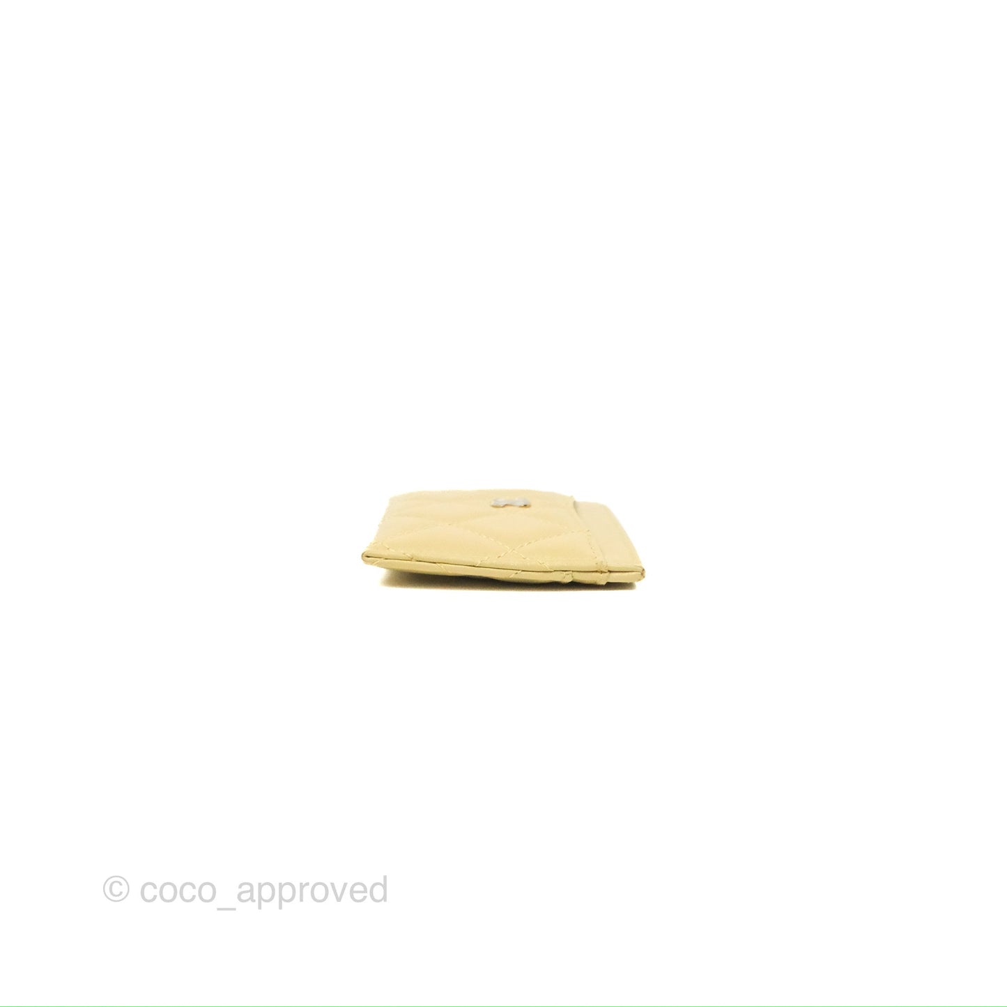 Chanel Classic Flat Card Holder Iridescent Yellow Lambskin Gold Hardware