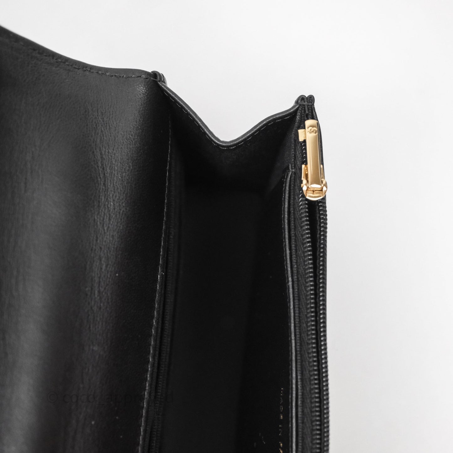 Chanel Top Handle Wallet On Chain WOC Black Lambskin Gold Hardware