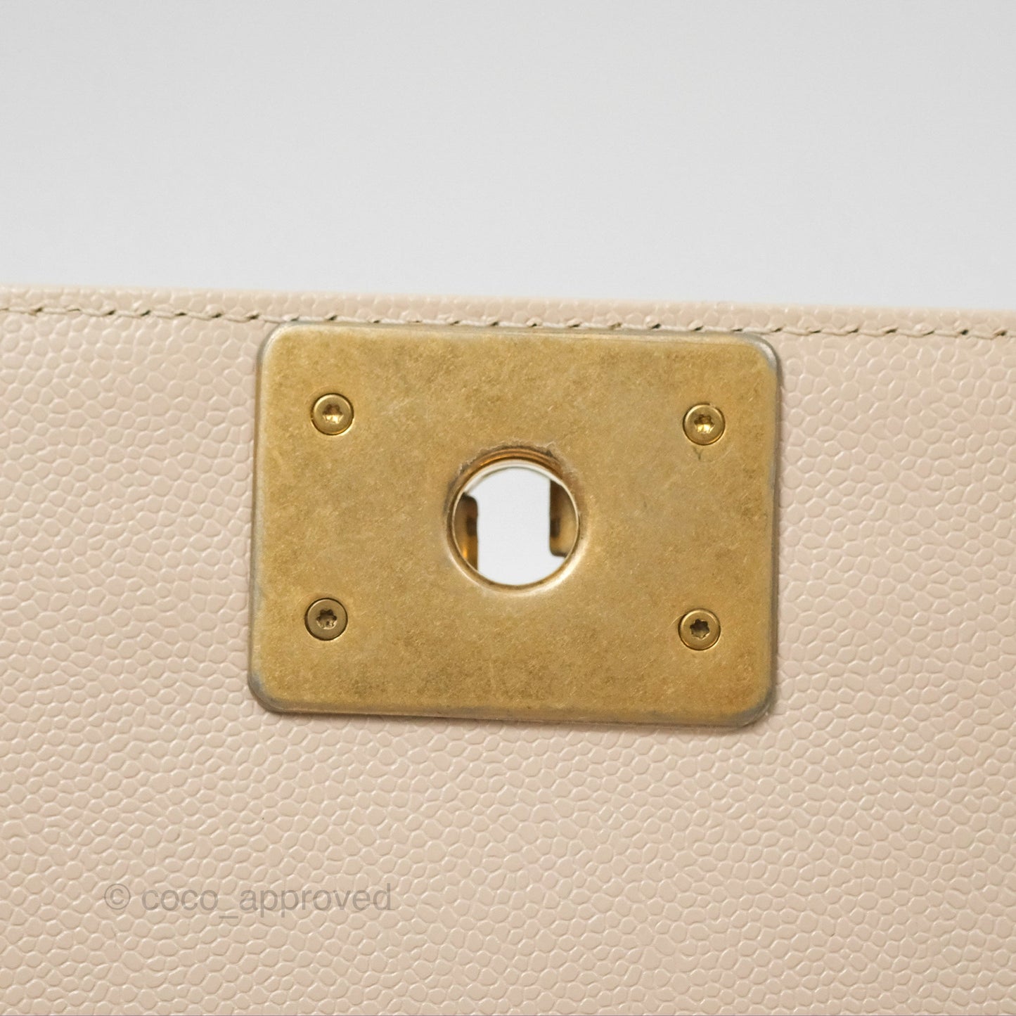 Chanel Chevron Small Boy Cream Ivory Caviar Aged Gold Hardware