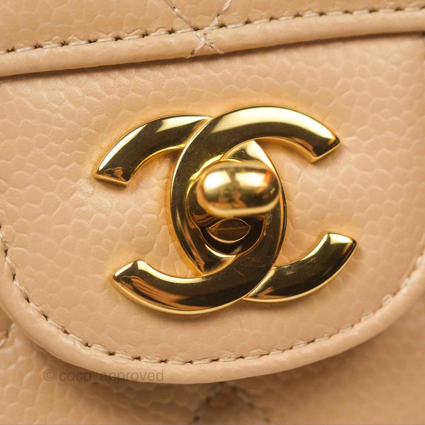 Chanel Classic Small S/M Quilted Flap Beige Caviar Gold Hardware