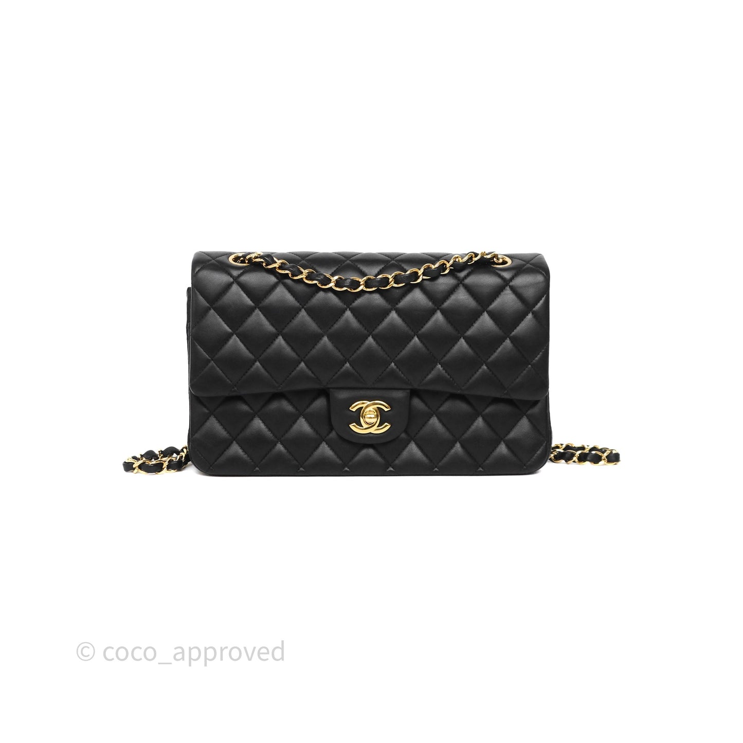 Chanel Quilted Classic M/L Medium Flap  Black Lambskin Gold Hardware