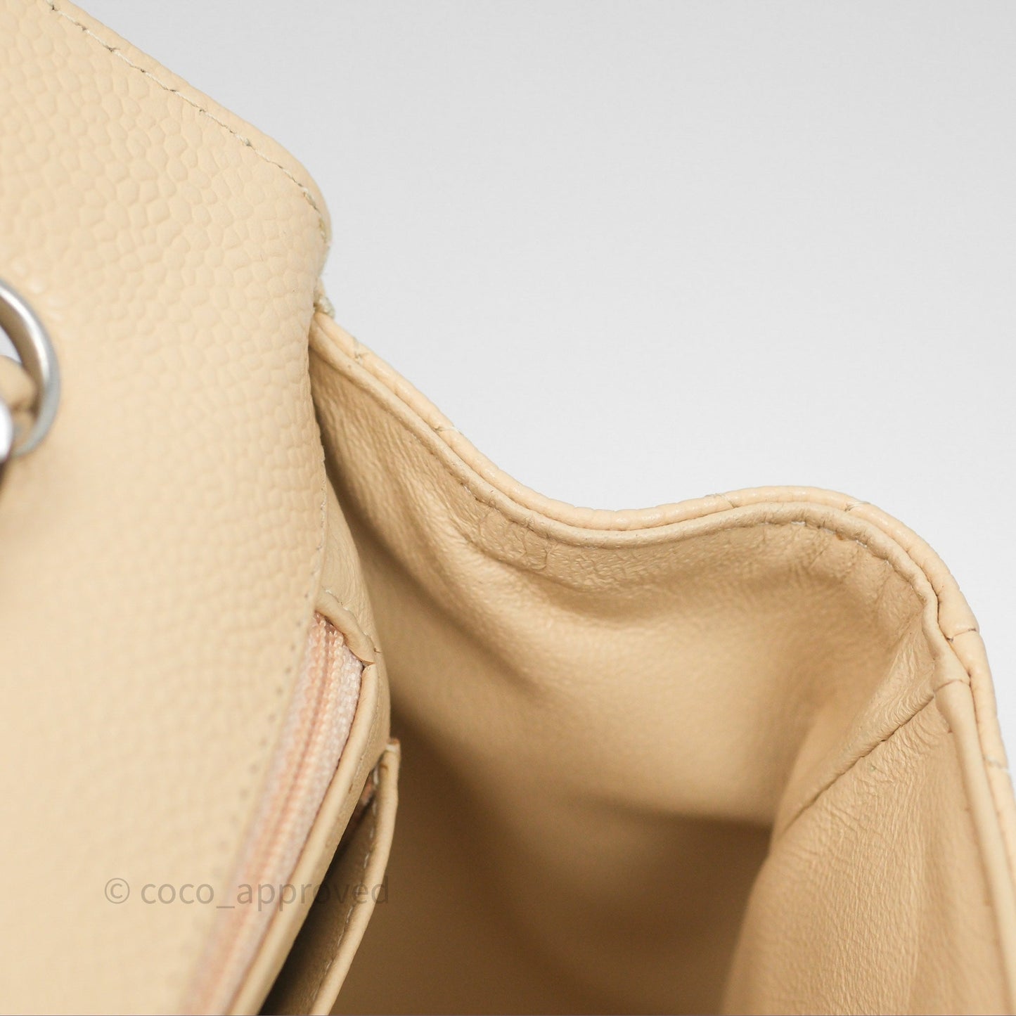 Chanel Jumbo Single Flap Beige Caviar Silver Hardware