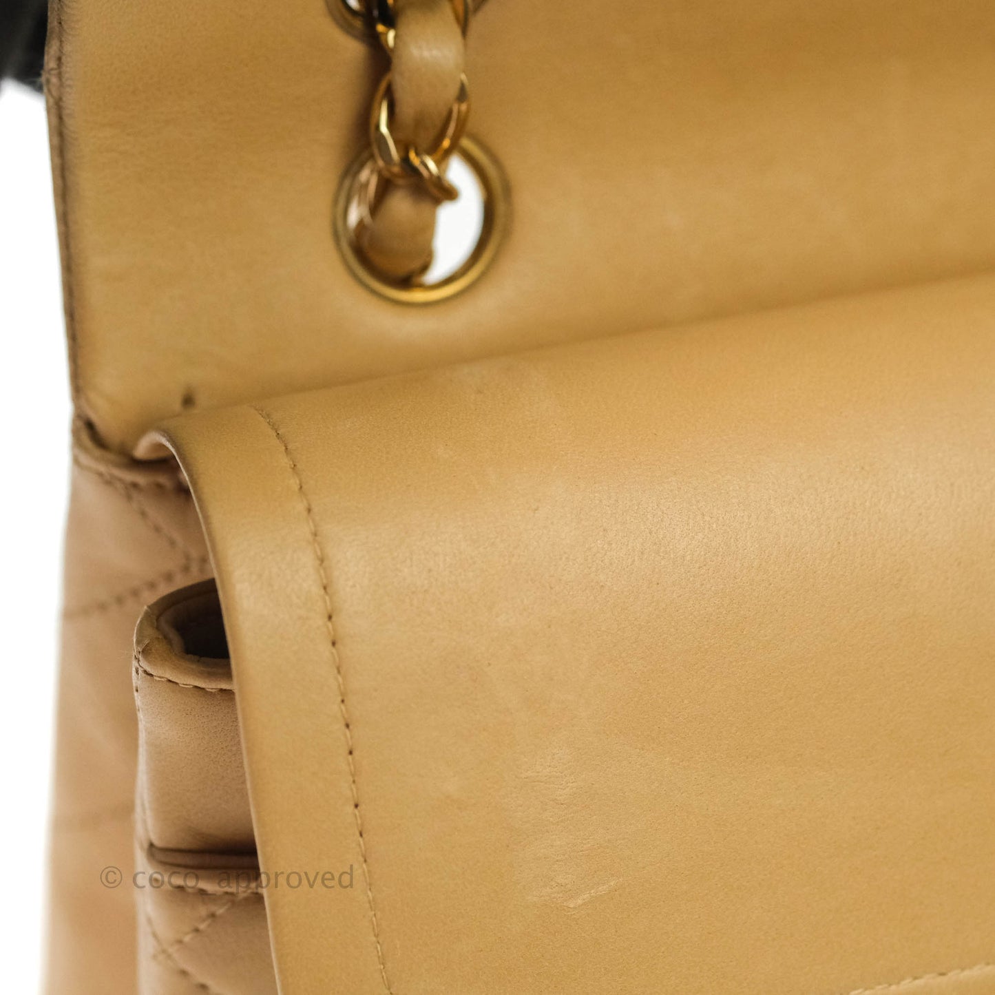 Chanel Classic Vintage M/L Medium Double Flap Bag Beige Lambskin 24K Gold Hardware