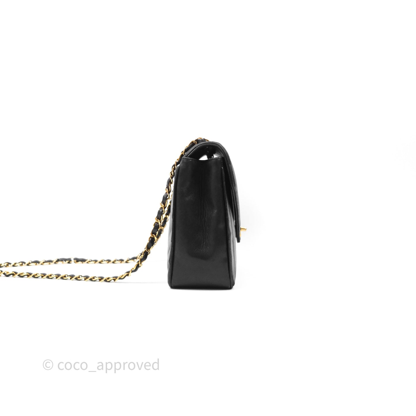 Chanel Vintage Chevron Envelope Flap Bag Black Lambskin 24K Gold Hardware