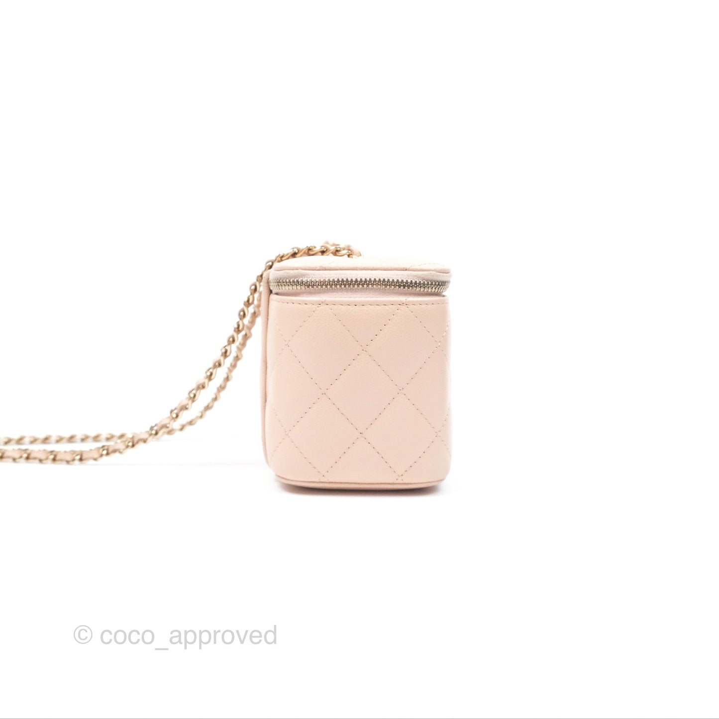 Chanel Vanity Rectangular With Chain Pink Caviar Gold Hardware