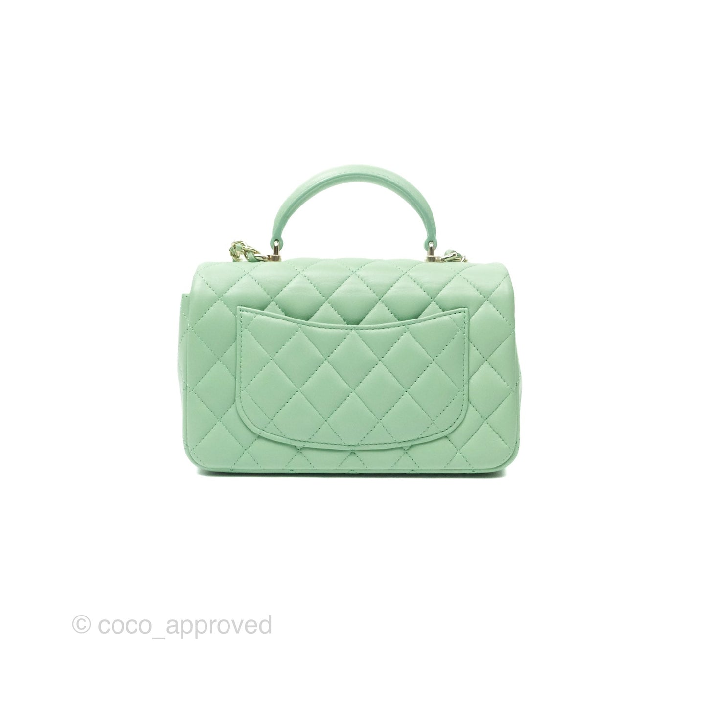 Chanel Top Handle Mini Rectangular Flap Bag Avocado Green Lambskin Gold Hardware