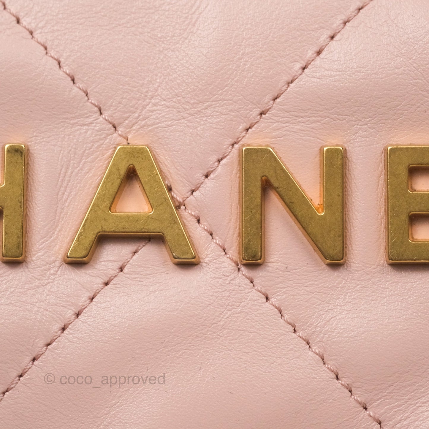 Chanel 22 Small Quilted Pink Shiny Crumpled Calfskin Aged Gold Hardware