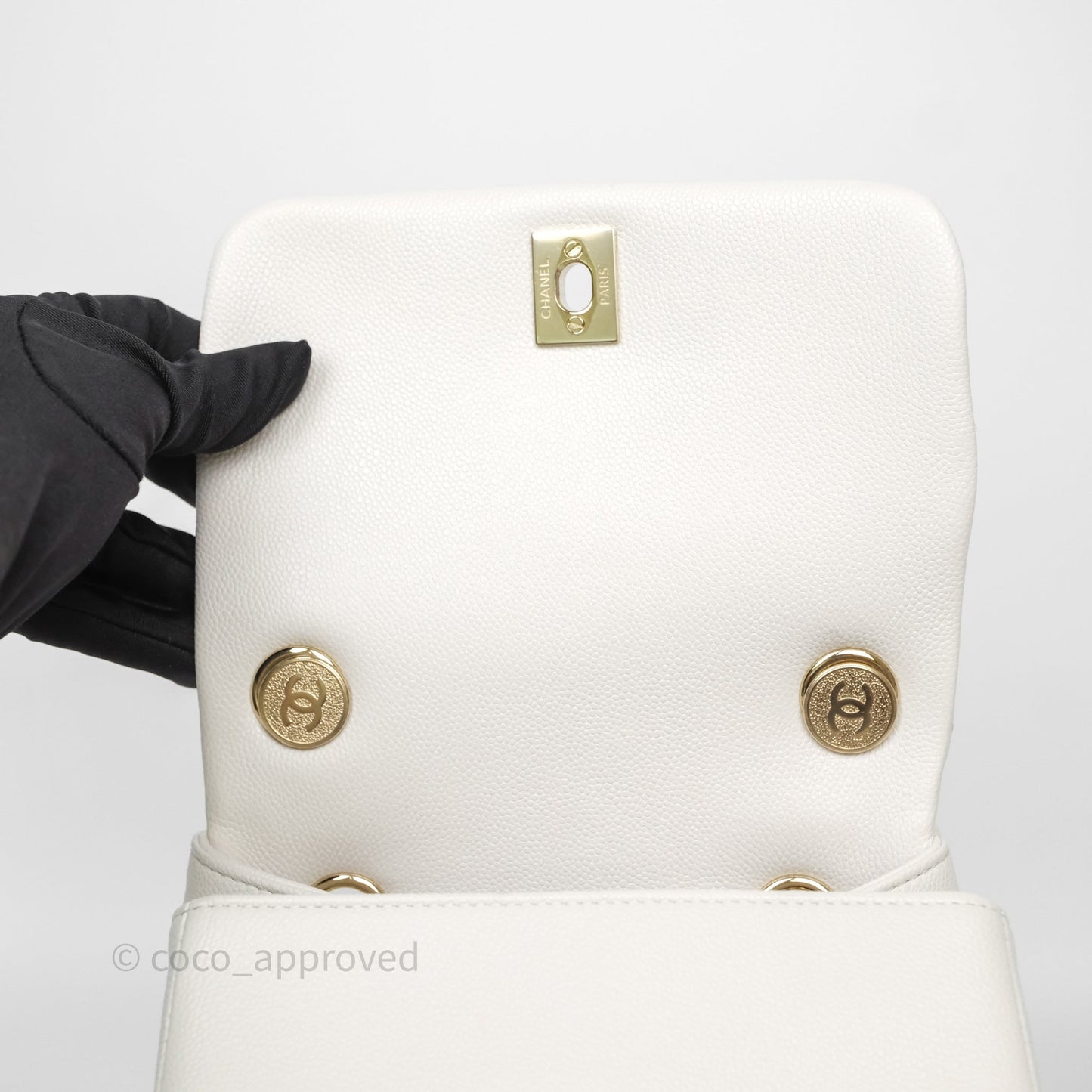 Chanel Duma Backpack White Caviar Gold Hardware 23K