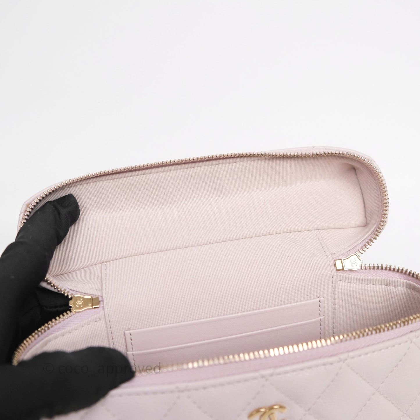 Chanel Top Handle Long Vanity with Chain Lilac Caviar Gold Hardware
