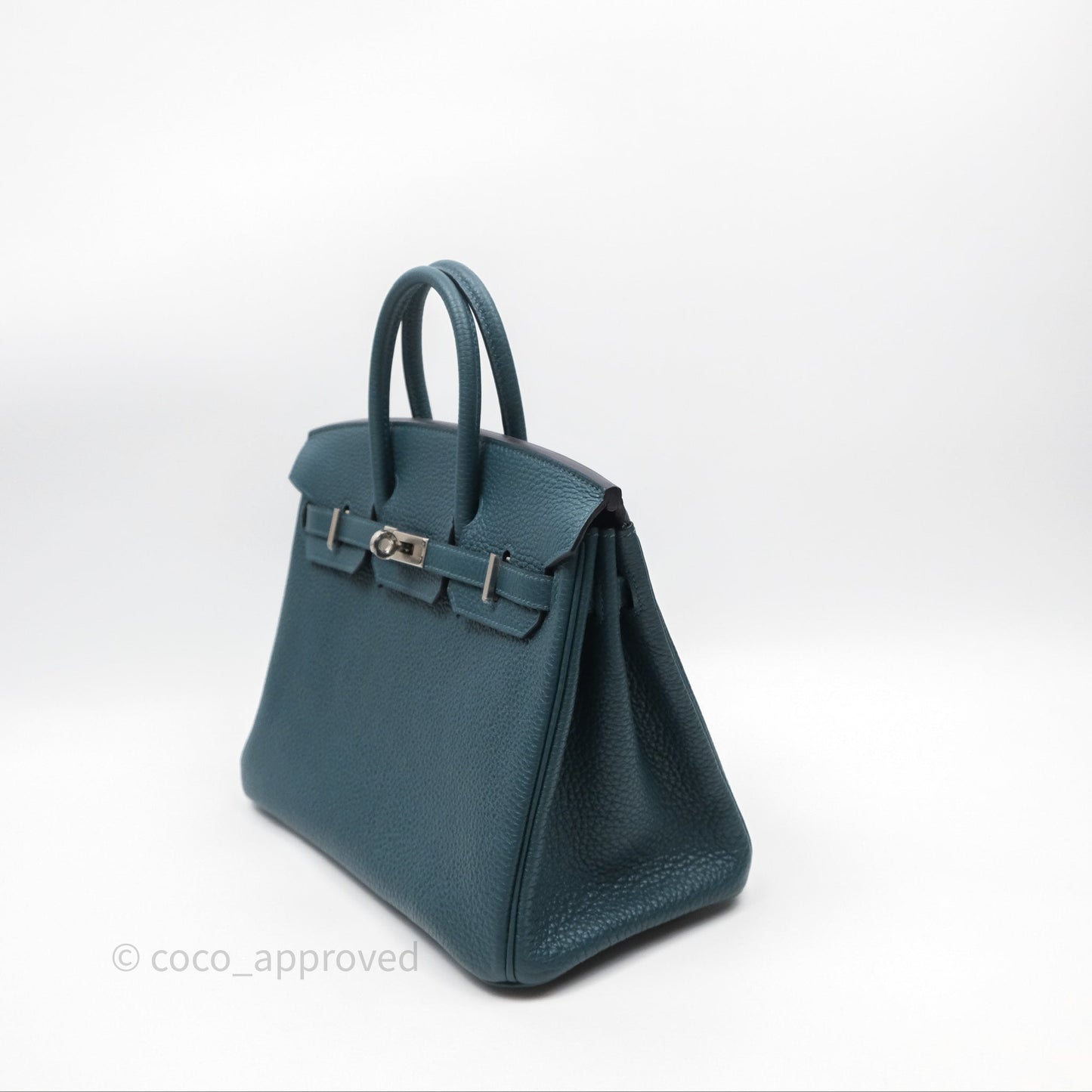 Hermès Birkin 25 Retourne Vert Bosphore W0 / Bleu Océan Z7 Togo Palladium Hardware