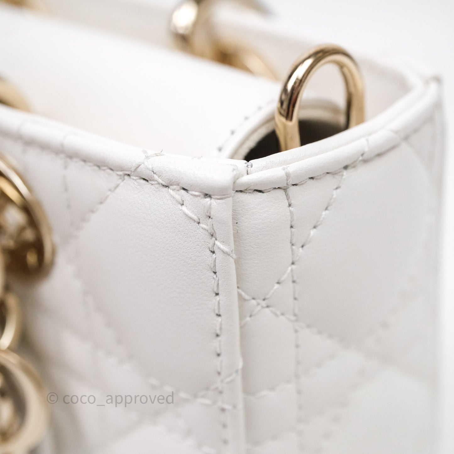 Christian Dior Mini Lady D-Joy White Light Gold Hardware