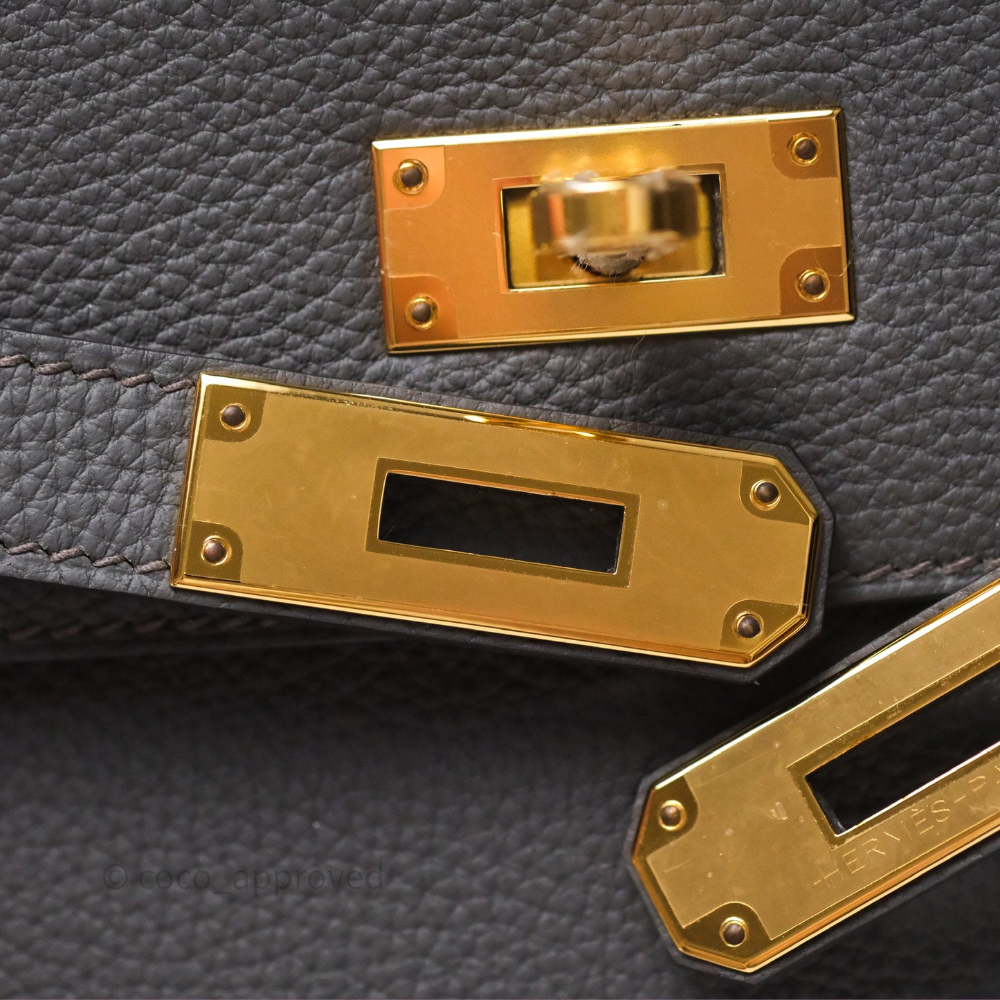 Hermès Kelly II 28 Retourne Etain 8F Togo Gold Hardware