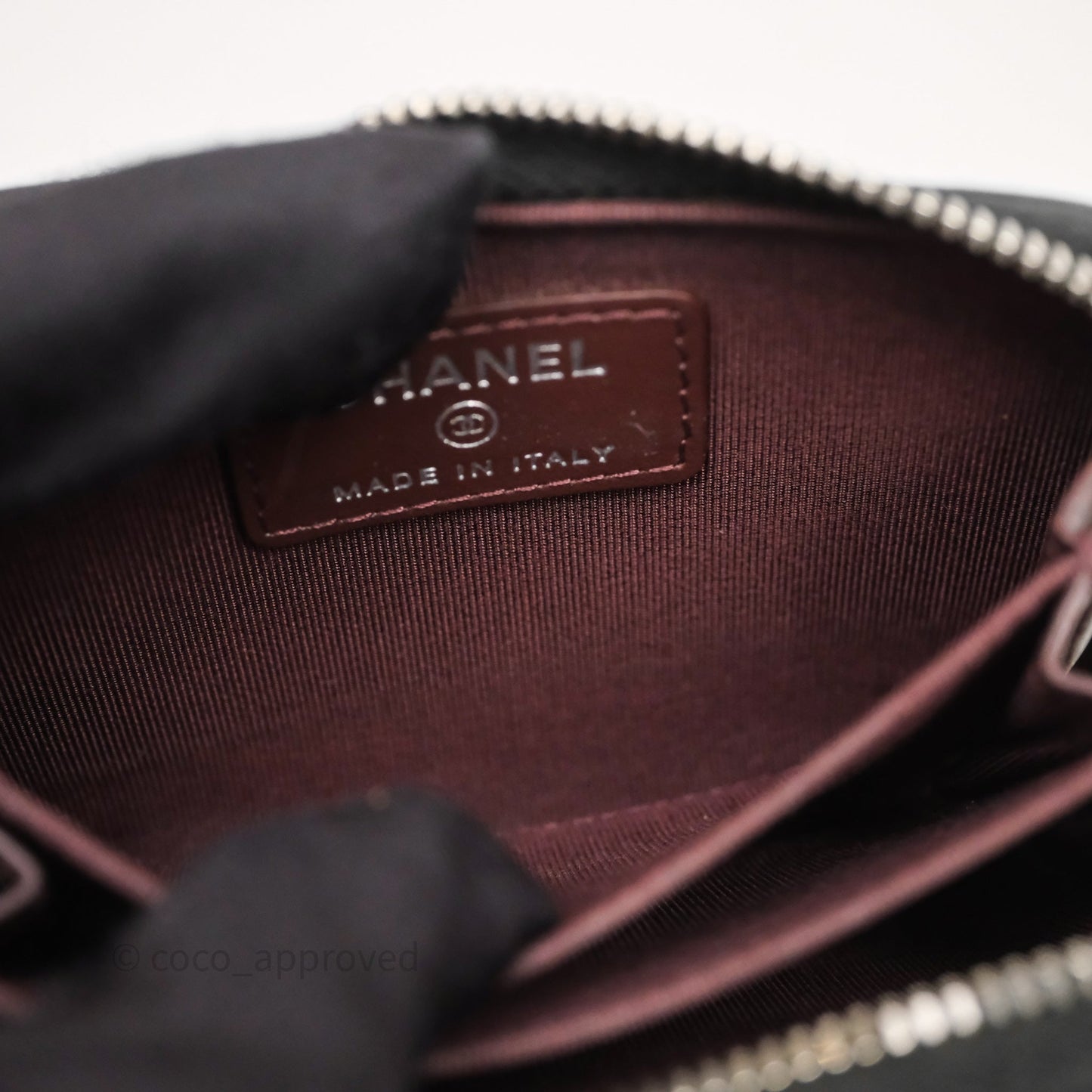 Chanel Classic Zipped Coin Purse Black Caviar Silver Hardware