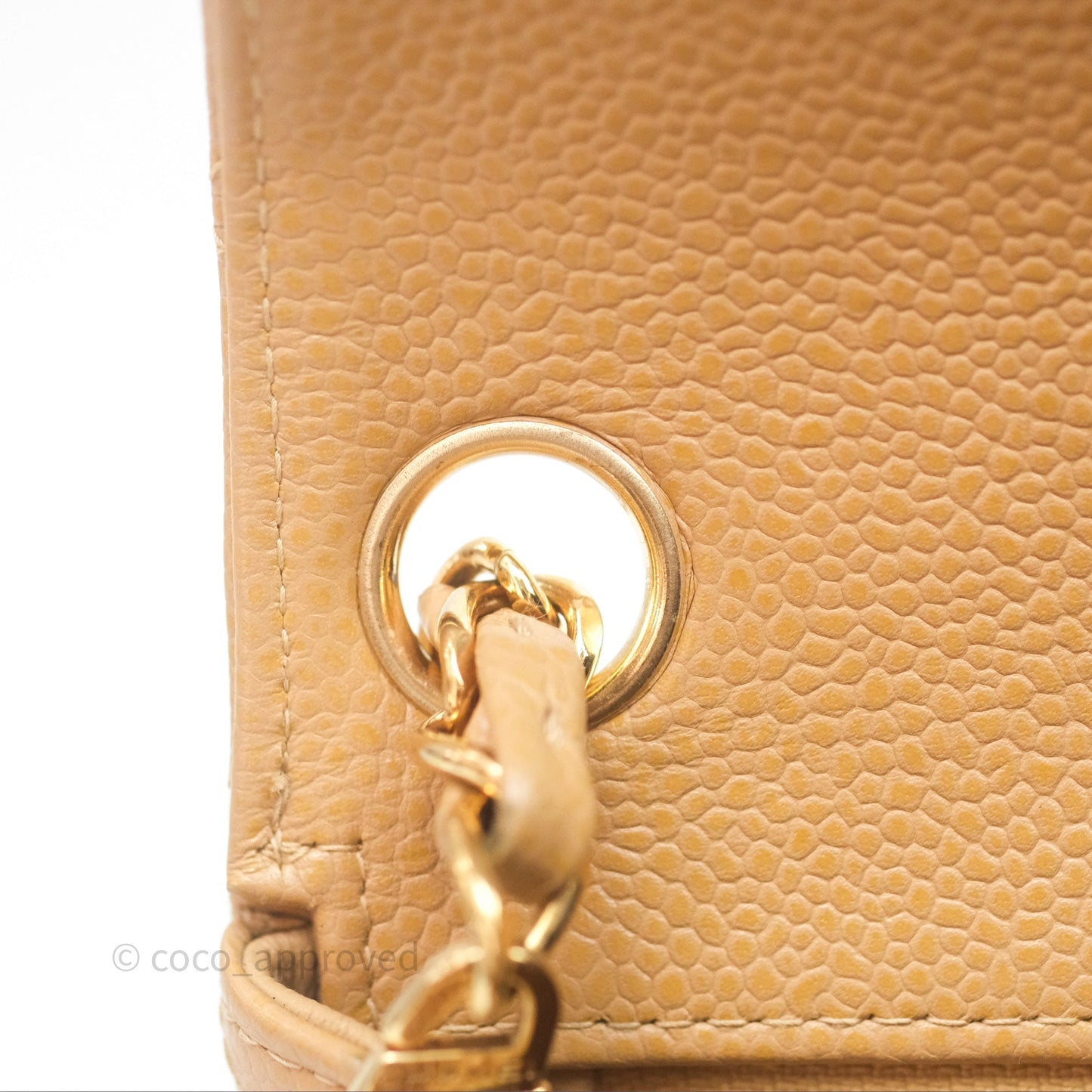 Chanel Vintage Mini Square Quilted Beige Caviar 24K Gold Hardware