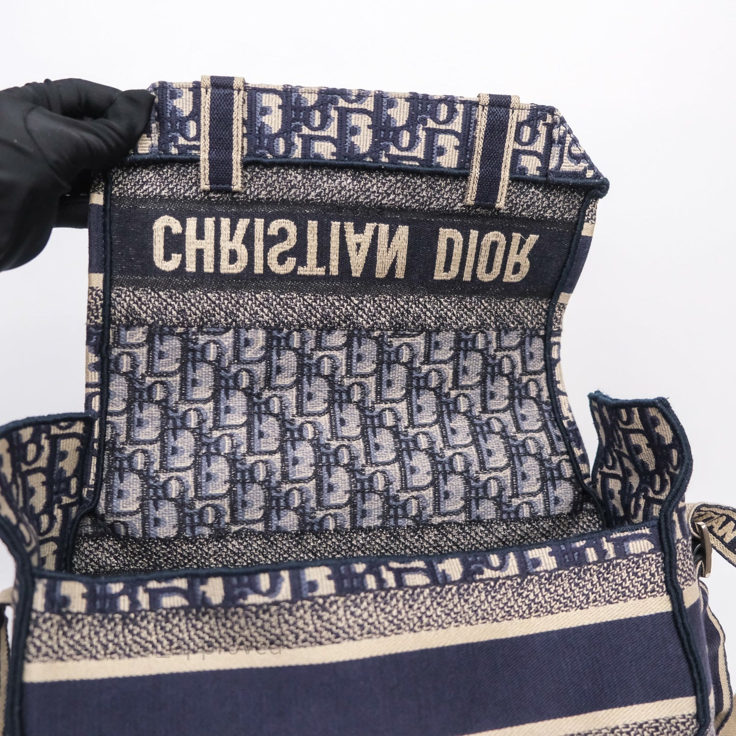 Christian Dior Medium DiorCamp Messenger Bag Oblique Embroidery Blue