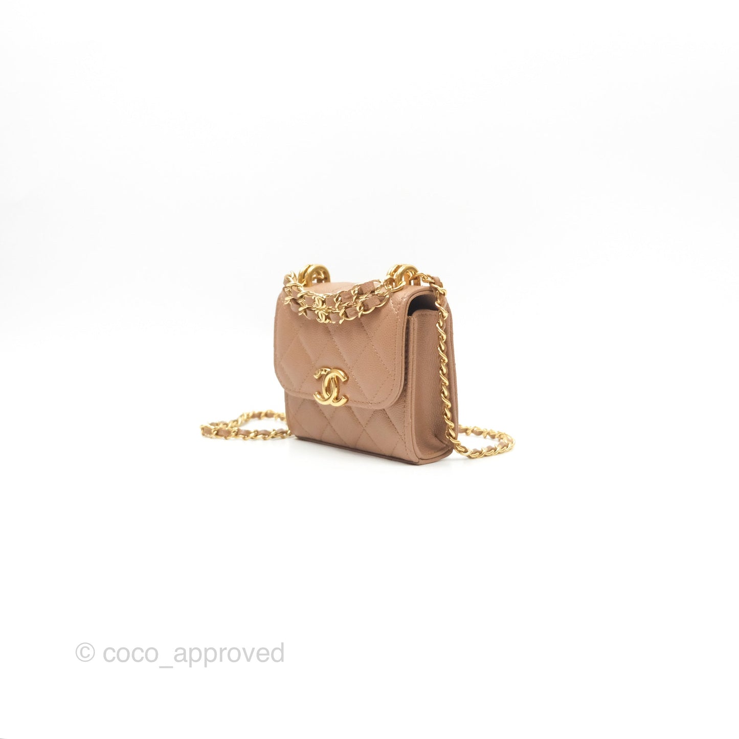 Chanel CC Chain Clutch with Chain Beige Caviar Gold Hardware