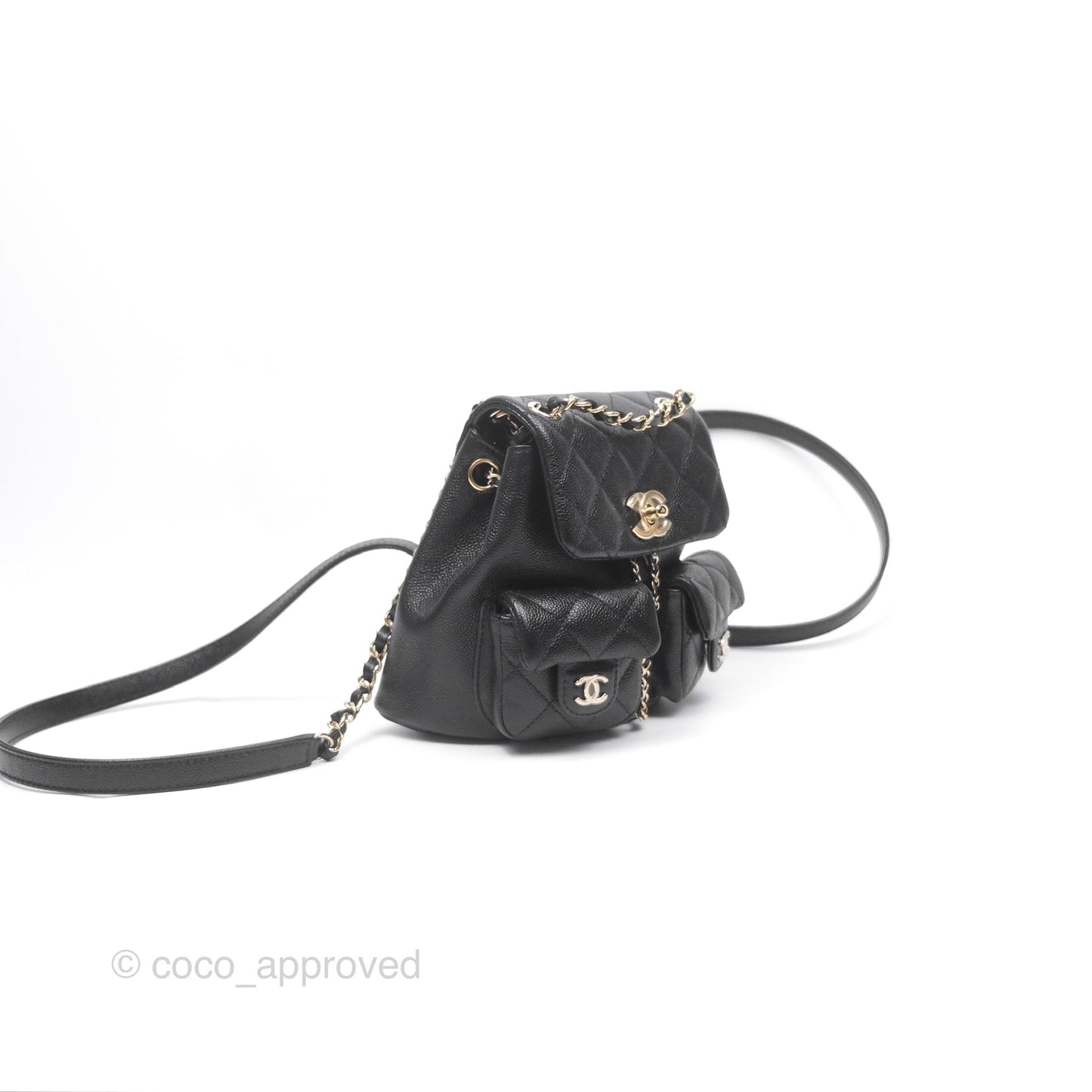 Chanel Duma Backpack Small Black Caviar Gold Hardware