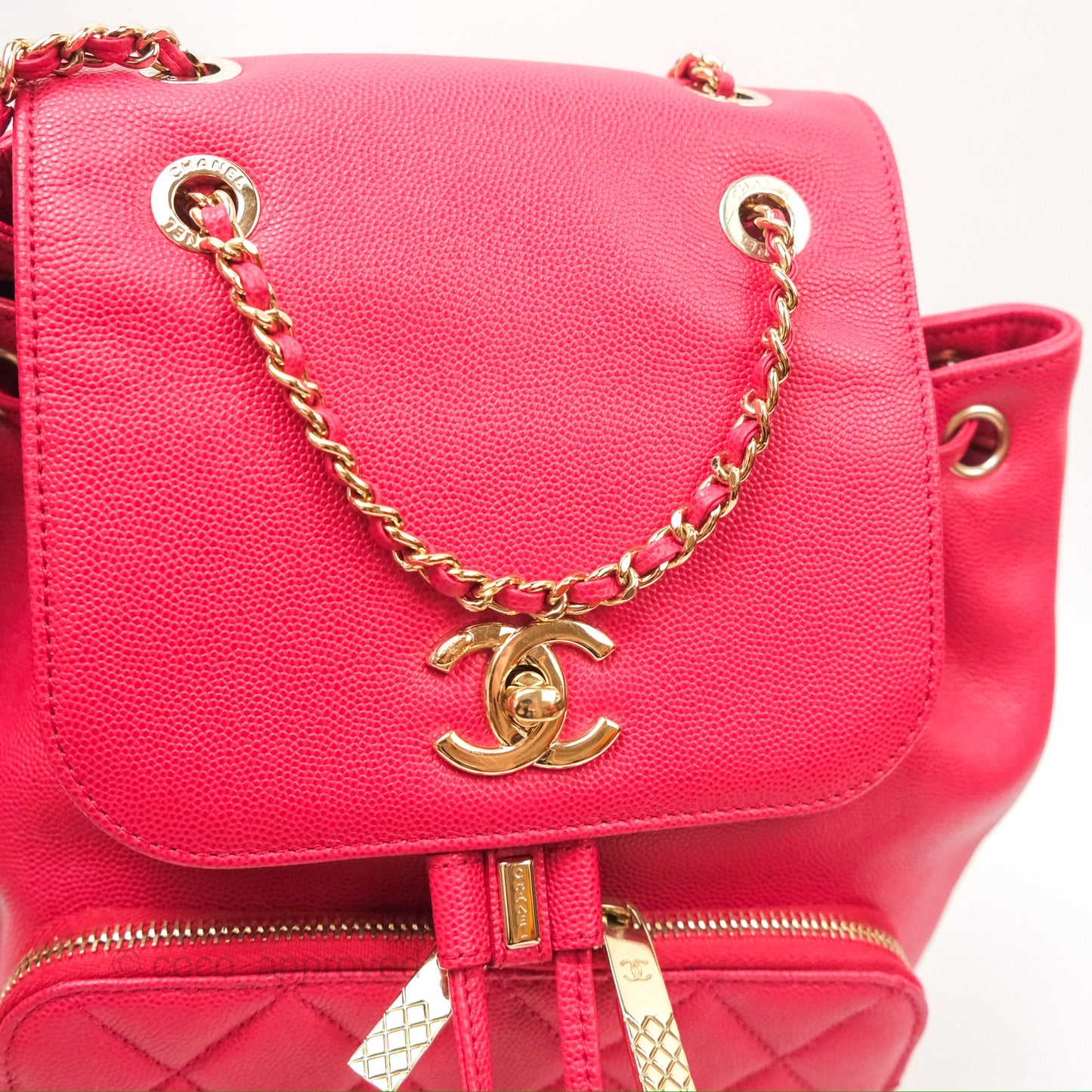 Chanel Quilted Business Affinity Backpack Dark Pink Caviar Gold Hardware