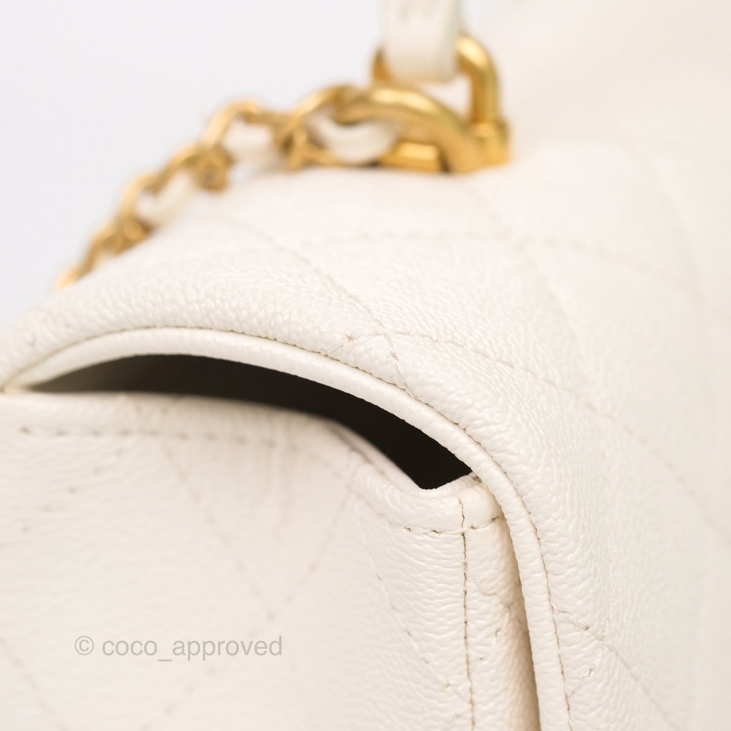 Chanel Top Handle Mini Rectangular Flap Bag Ivory Caviar Gold Hardware