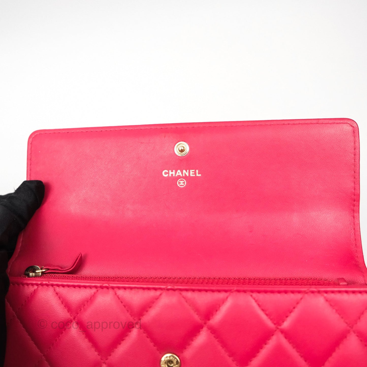Chanel Quilted Boy Flap Long Wallet Red Lambskin Gold Hardware