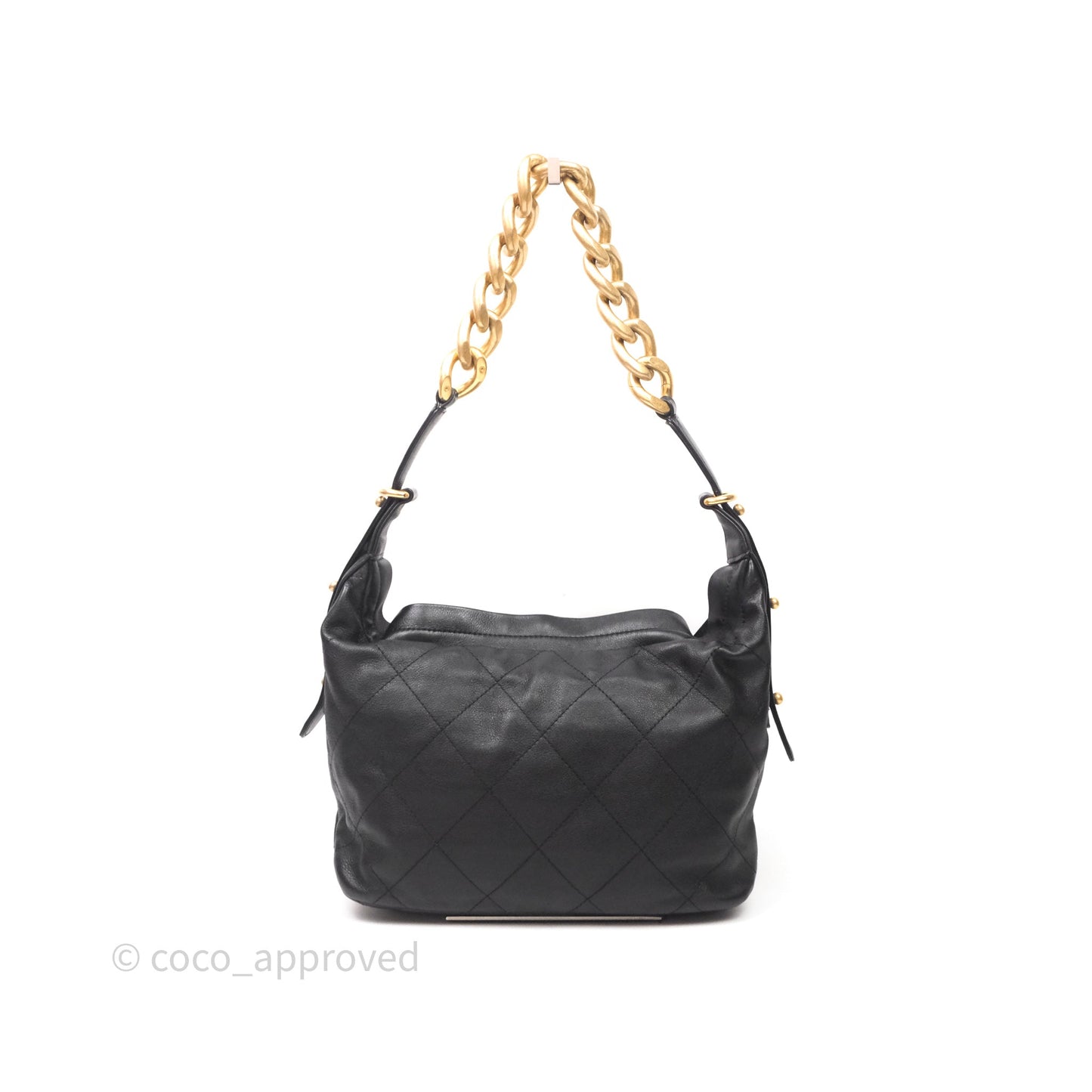 Chanel Hobo Bag Black Calfskin Aged Gold Hardware