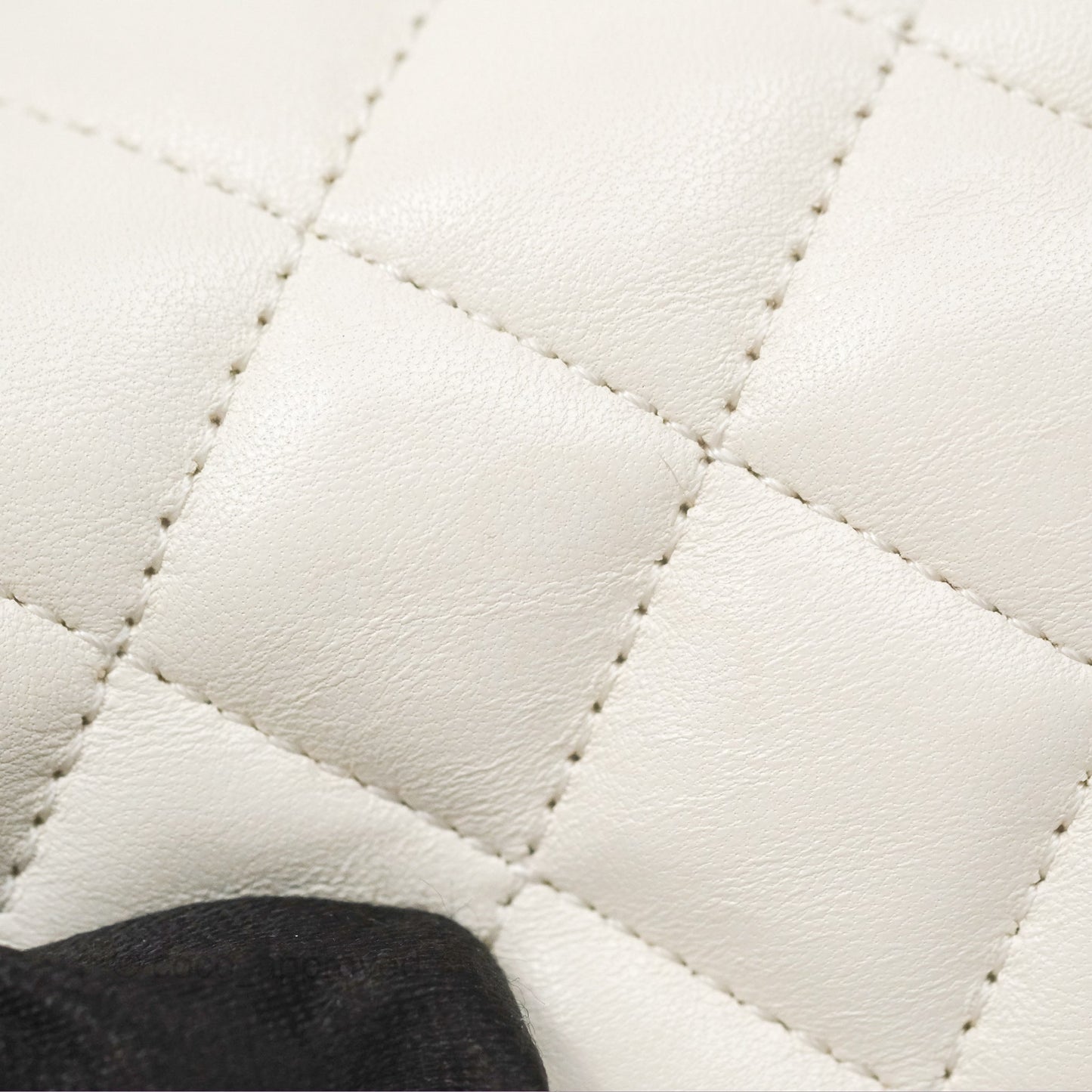 Chanel Pearl Chain Mini Flap Bag White Lambskin Aged Gold Hardware 24P