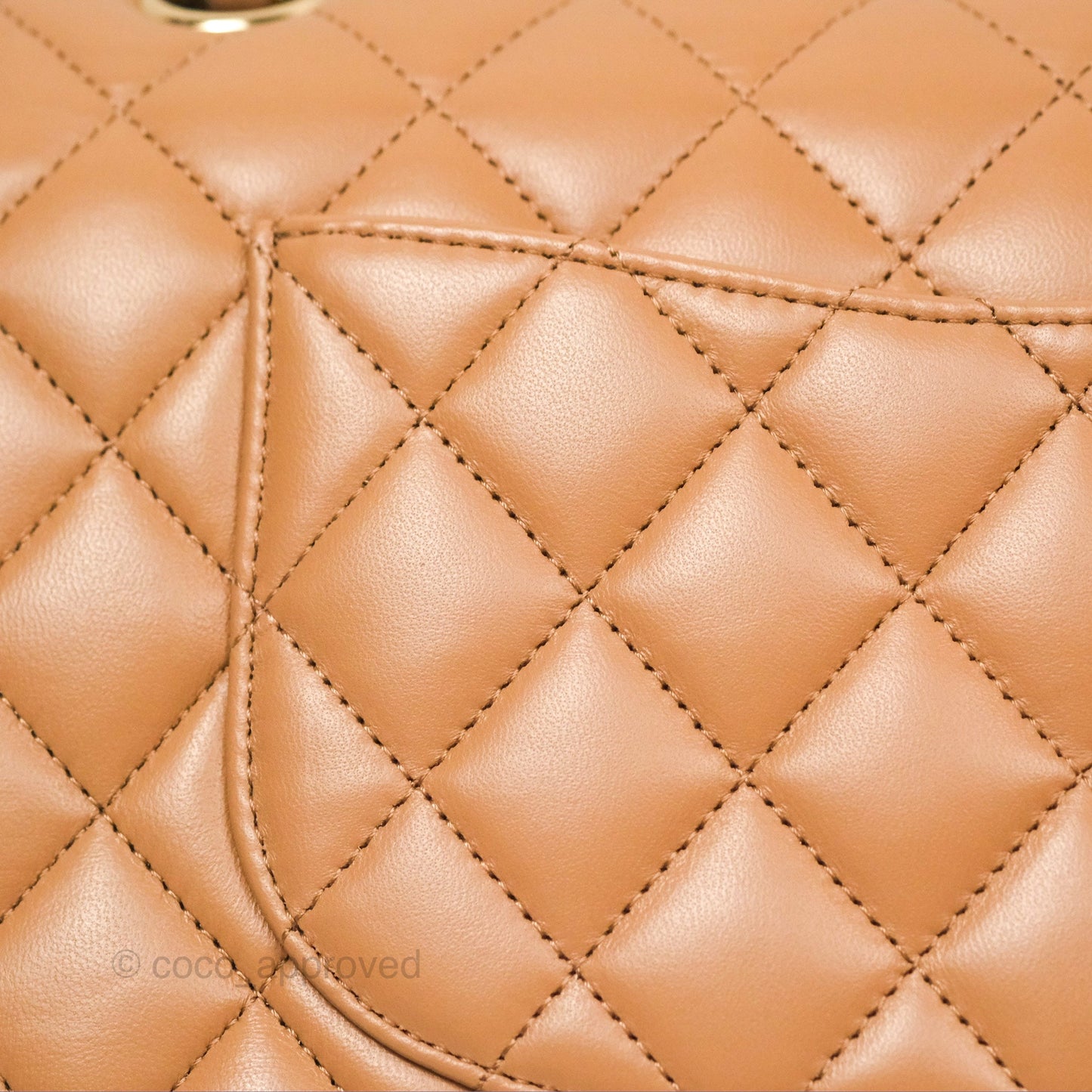 Chanel Classic M/L Medium Flap Quilted Dark Beige Lambskin Gold Hardware 22K
