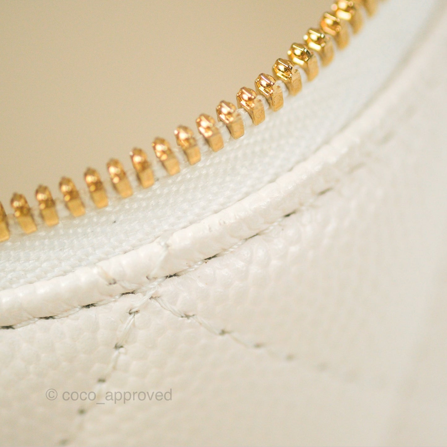 Chanel Quilted Top Handle Vanity Case White Caviar Gold Hardware