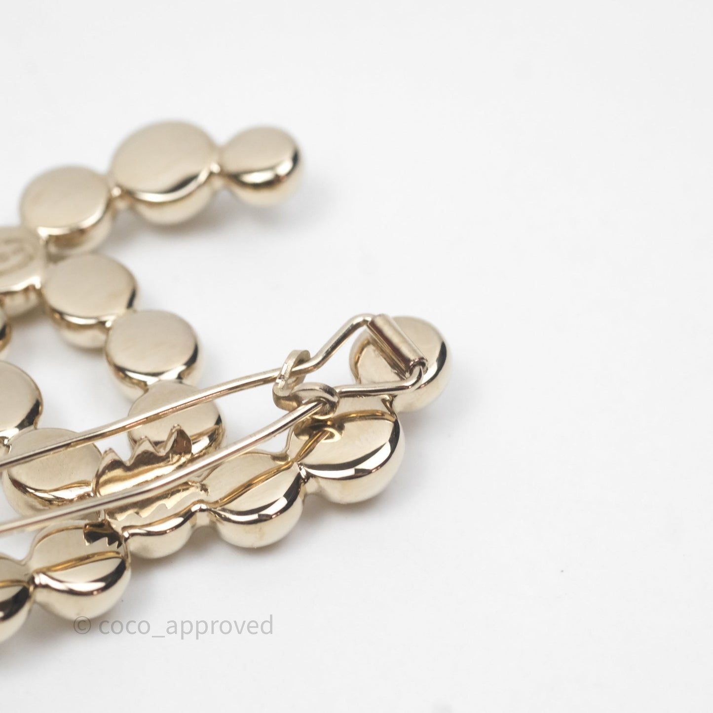 Chanel Metal Beaded CC Hair Clip Gold Tone 21S