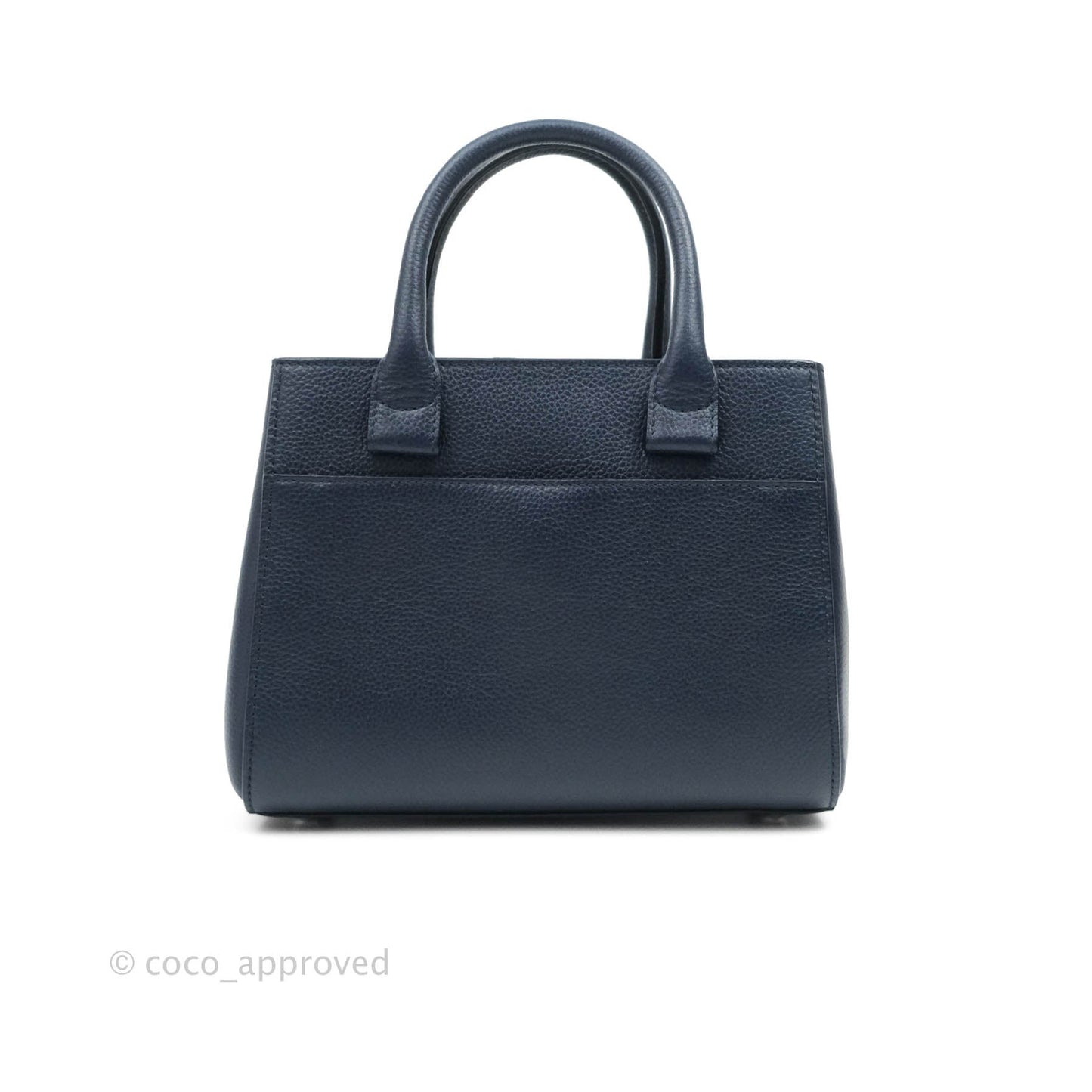 Chanel Mini Neo Executive Shopper Tote Black Grained Calfskin Navy Silver Hardware