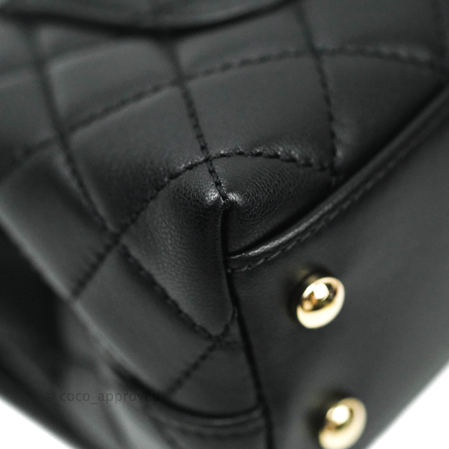 Chanel Quilted Extra Mini Rainbow Coco Handle Bag Lambskin Black Gold Hardware