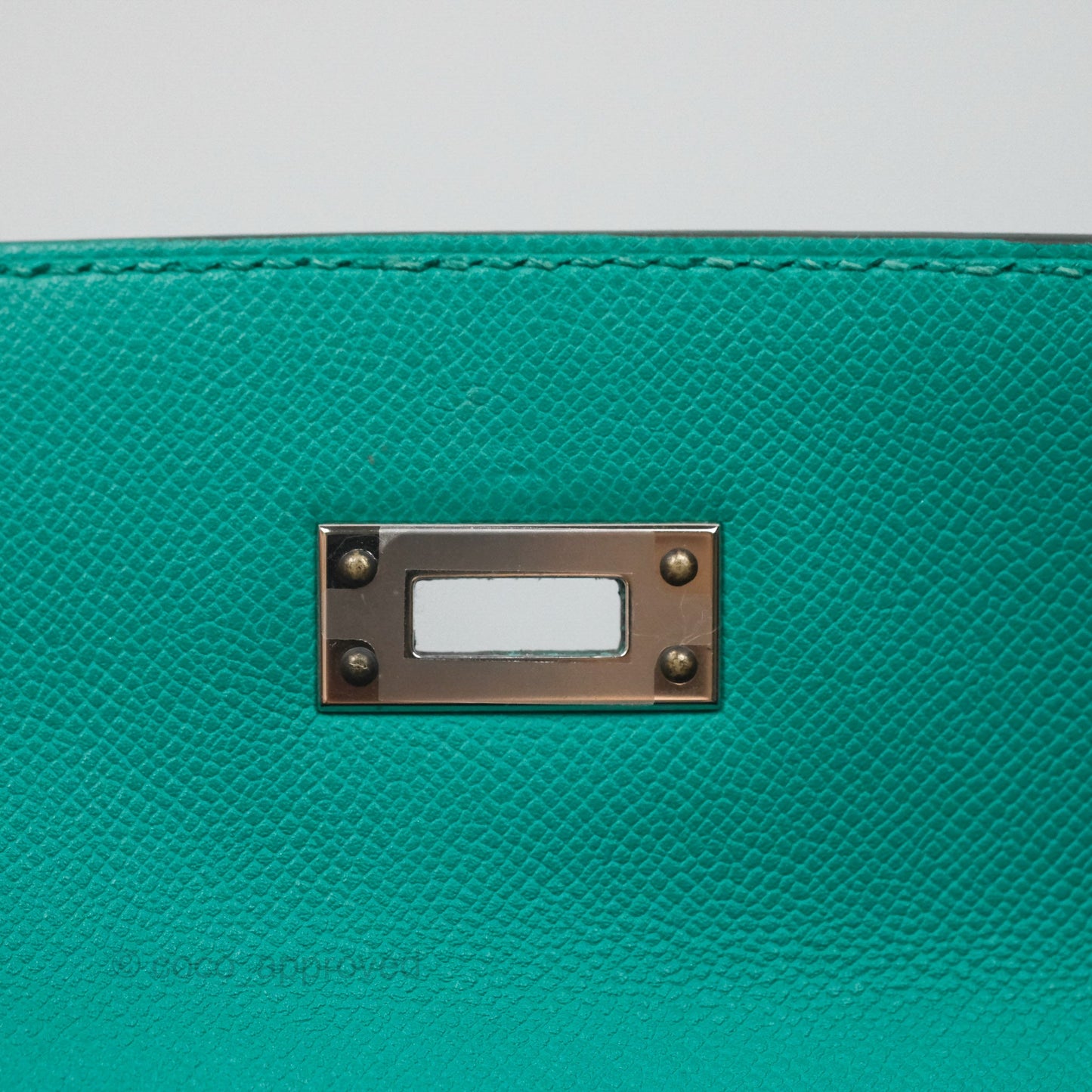 Hermès Sellier Kelly 25 Madame Leather Vert Verone U1/ Bleu De Prusse 7P Palladium Hardware