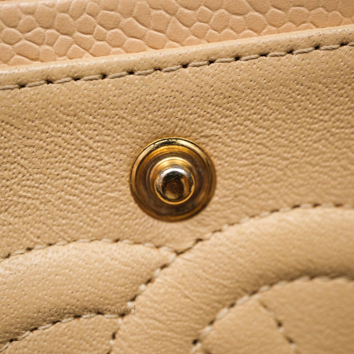 Chanel Classic M/L Medium Flap Quilted Beige Caviar Gold Hardware