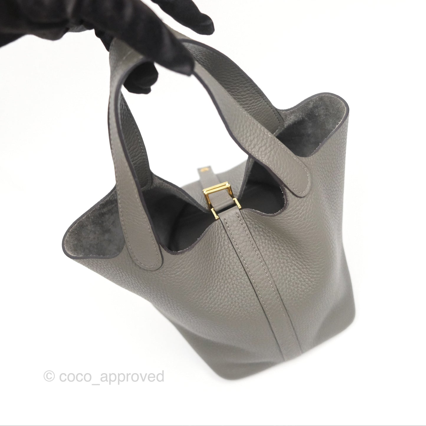 Hermès Picotin Lock 18 Gris Meyer 0L Clemence Gold Hardware
