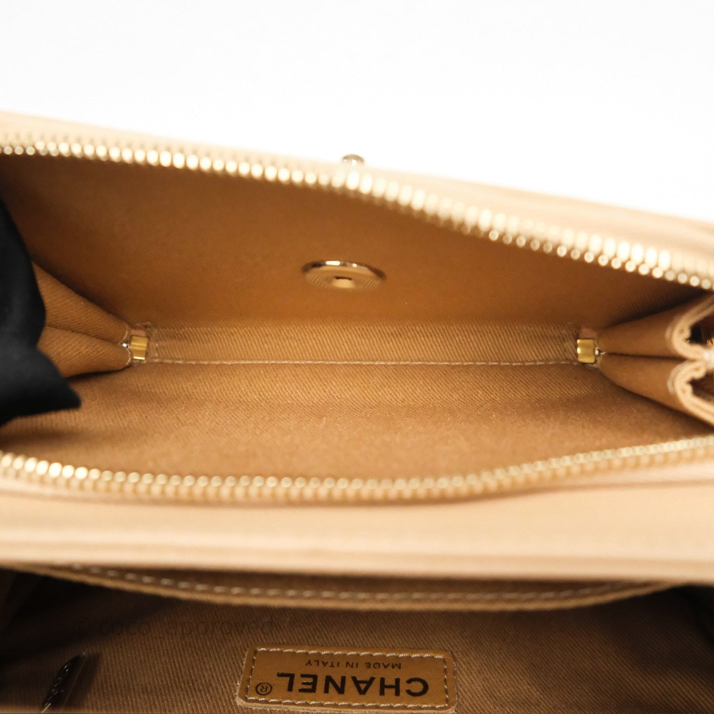 Chanel Small Business Affinity Flap Quilted Beige Caviar Gold Hardware