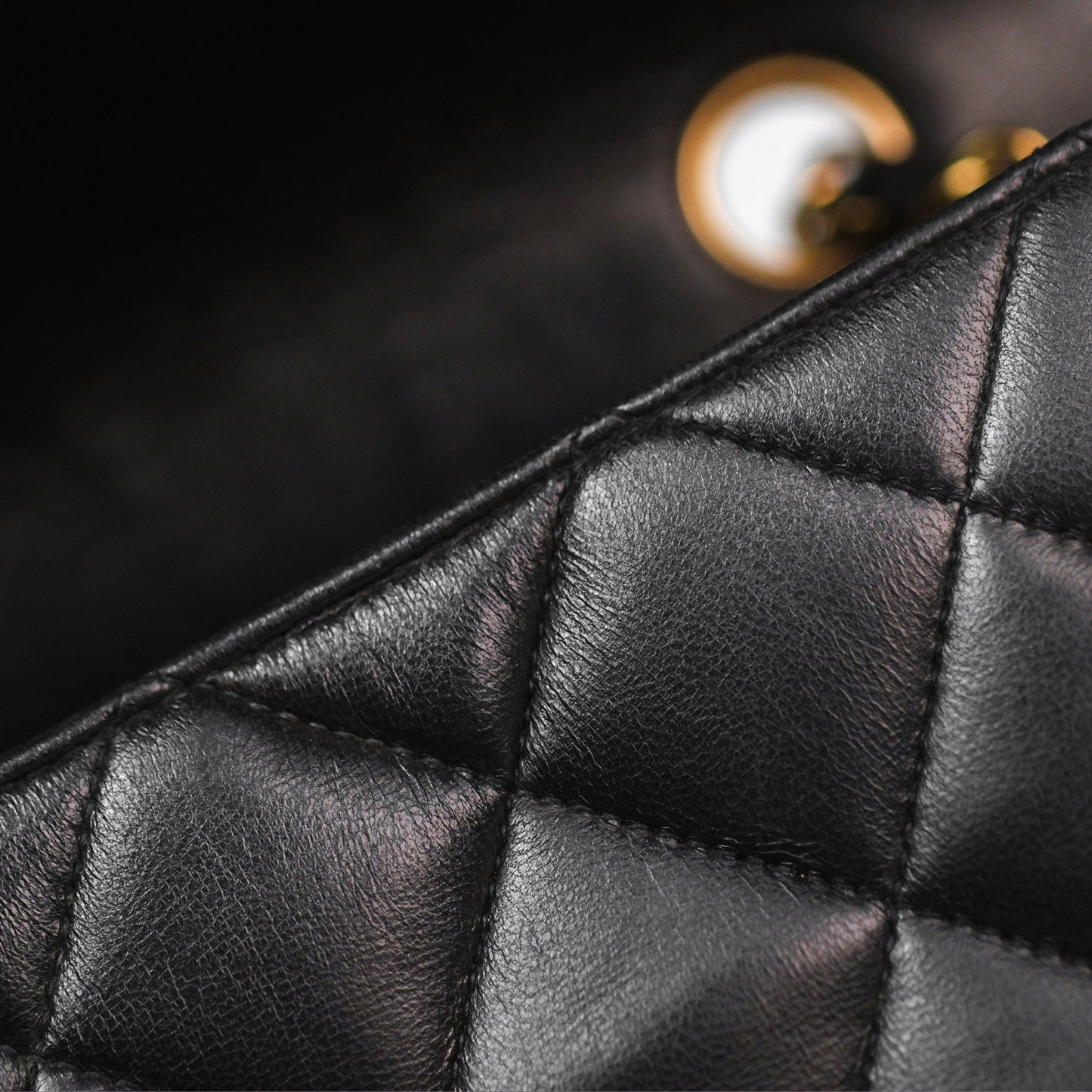 Chanel Vintage Quilted Small Classic Diana Flap Bag Black Lambskin 24K Gold Hardware