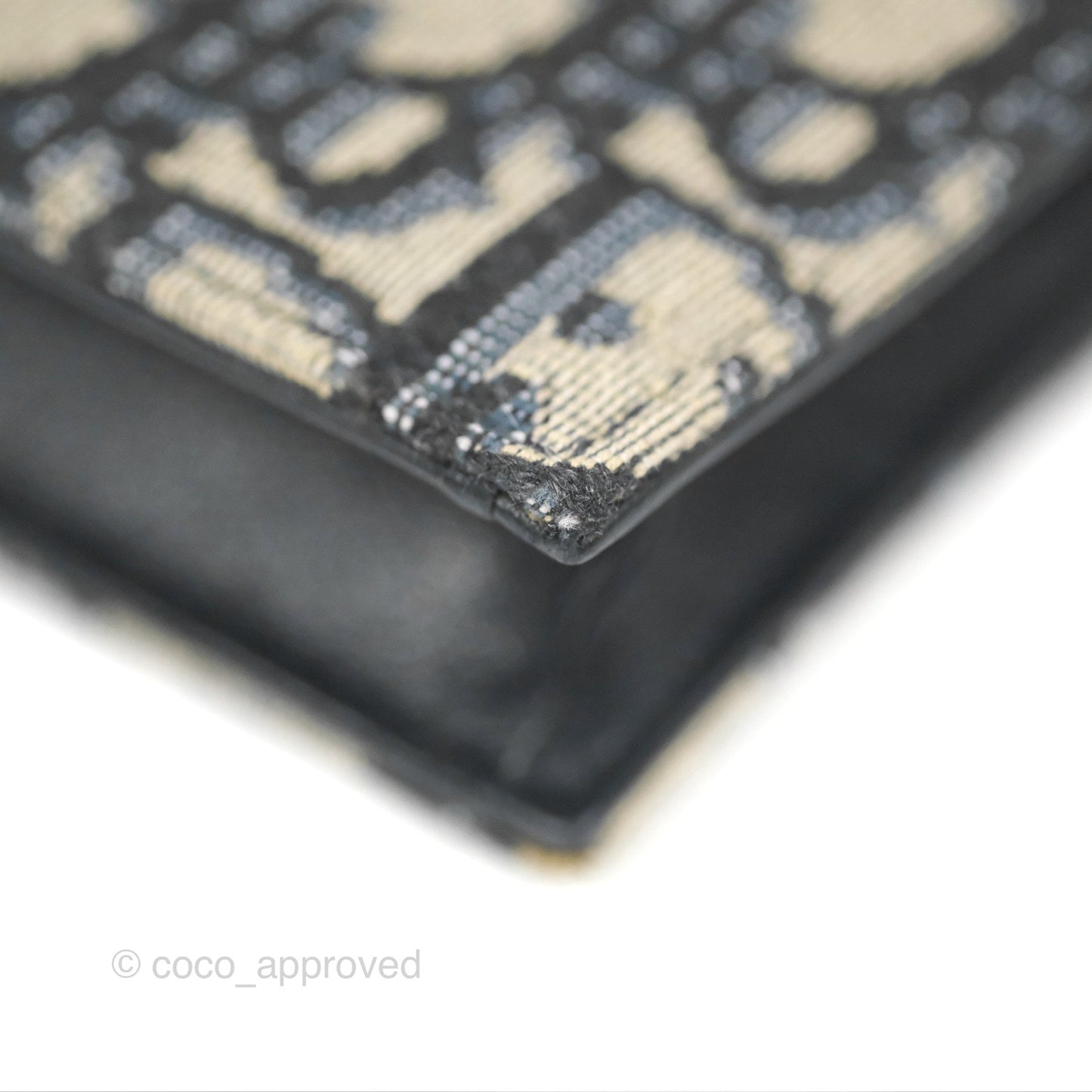 Christian Dior Saddle Flap Card Holder Blue Dior Oblique Jacquard
