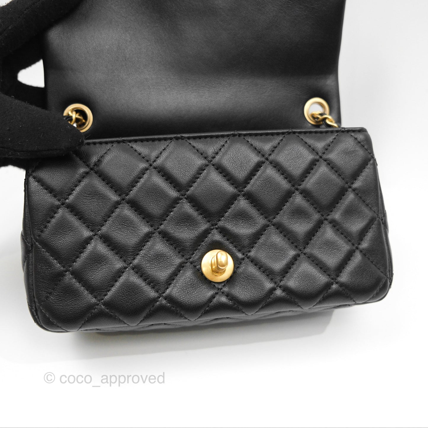 Chanel Pearl Crush Mini Rectangular Quilted Black Lambskin Aged Gold Hardware