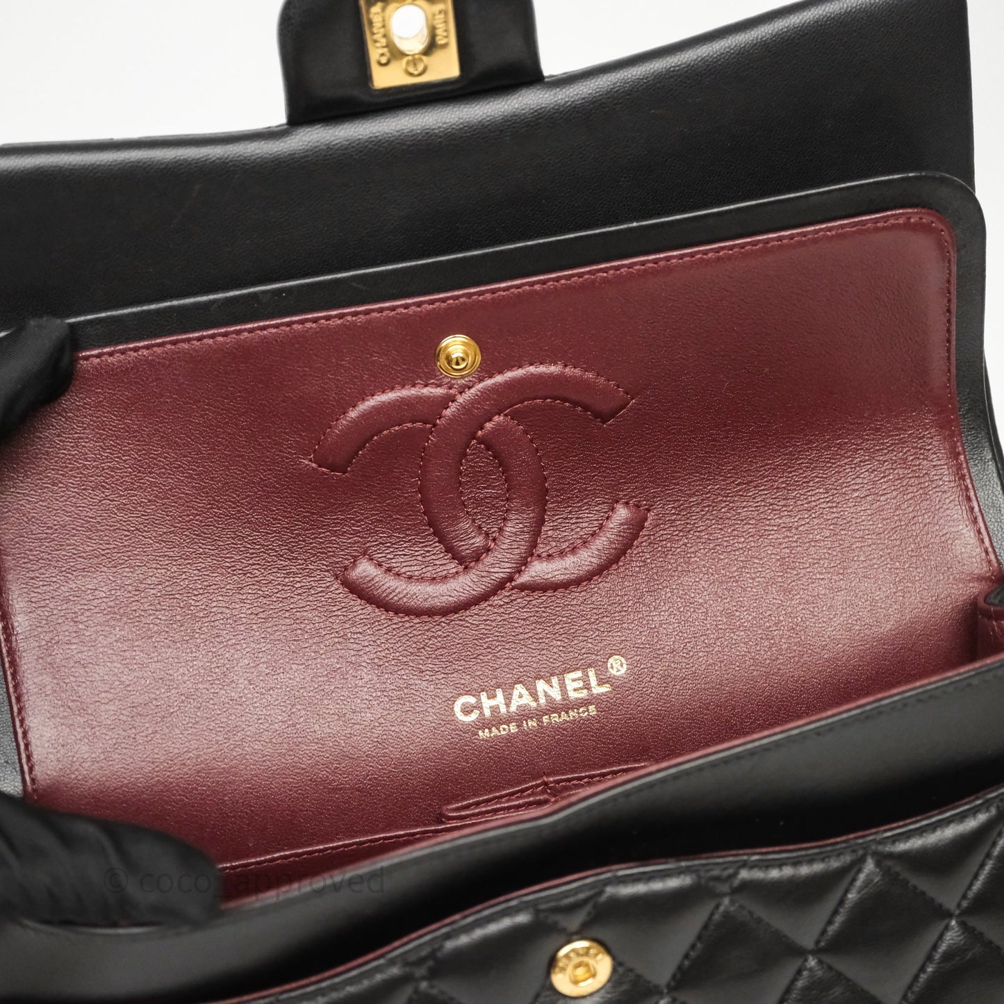 Chanel Classic M/L Medium Flap Quilted Black Lambskin Gold Hardware