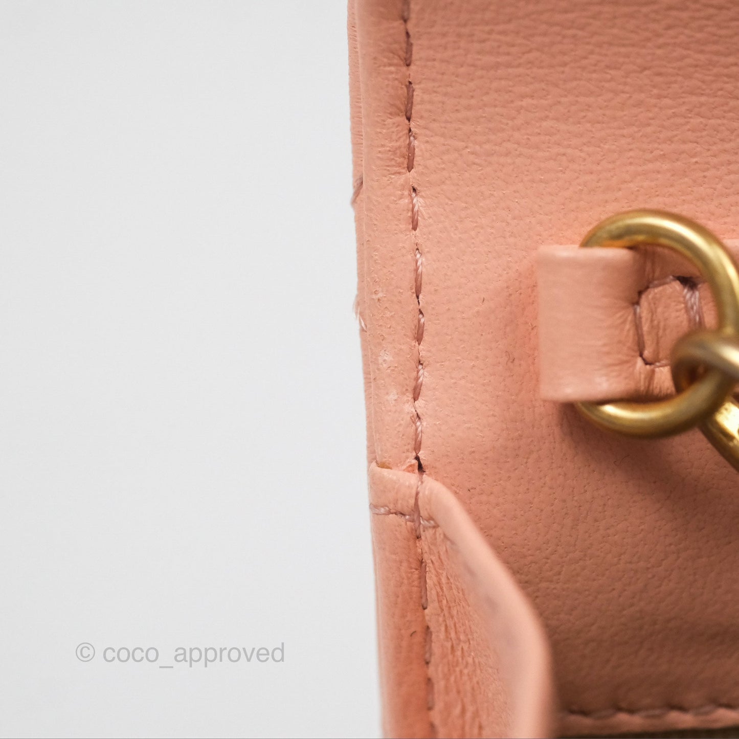 Chanel Pearl Crush Card Holder Pink Beige Lambskin Aged Gold Hardware