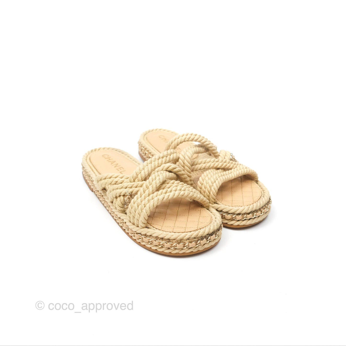 Chanel Cord Chain Slides Size 39