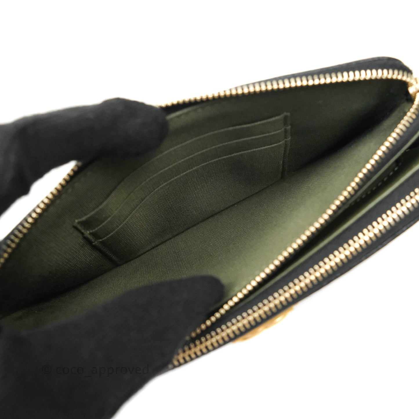 Chanel Le Boy Double Zip Wallet On Chain Caviar Black Aged Gold Hardware