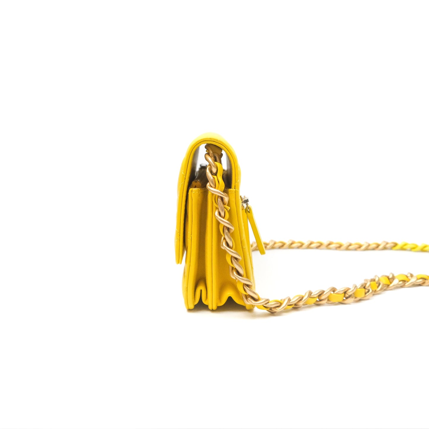 Chanel Lacquered Chain Mini WOC Yellow Lambskin