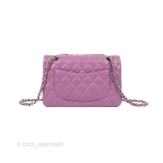 Chanel Small Classic Quilted Flap Purple Lambskin Silver Hardware
