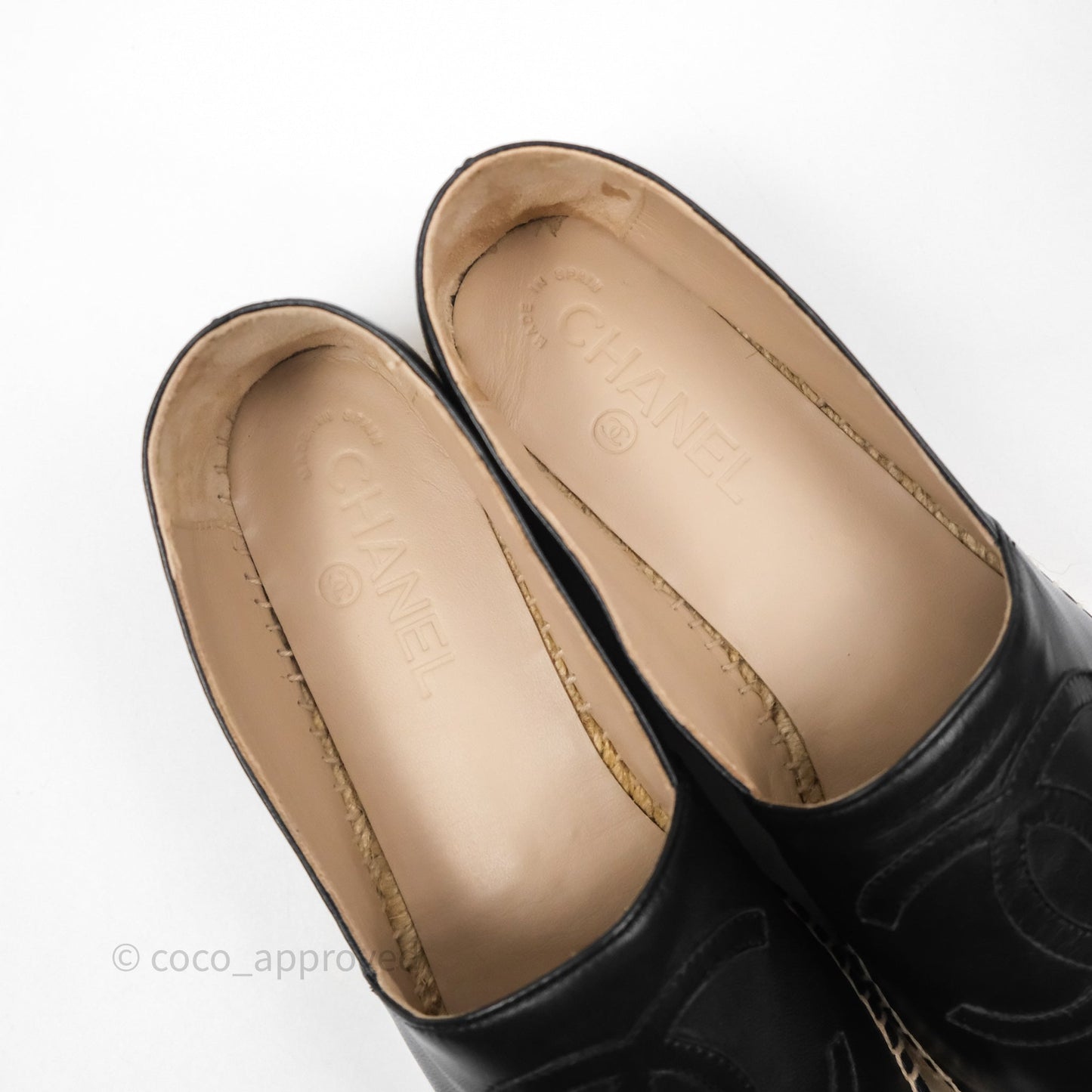 Chanel Espadrille Black Leather Size 38