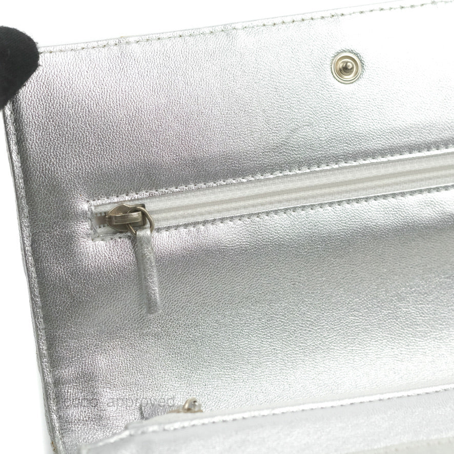 Chanel Vintage Wallet on Chain Silver Ice Cube Fabric